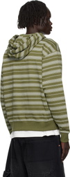 Kenzo Khaki Kenzo Paris 'Boke Flower' Striped Embroidered Hoodie