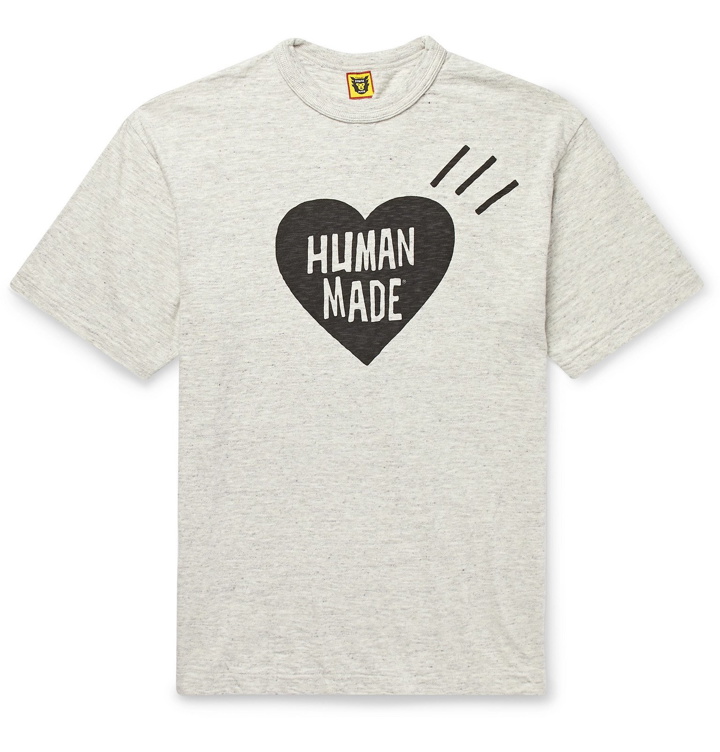 Photo: Human Made - Logo-Print Mélange Cotton-Jersey T-Shirt - Gray