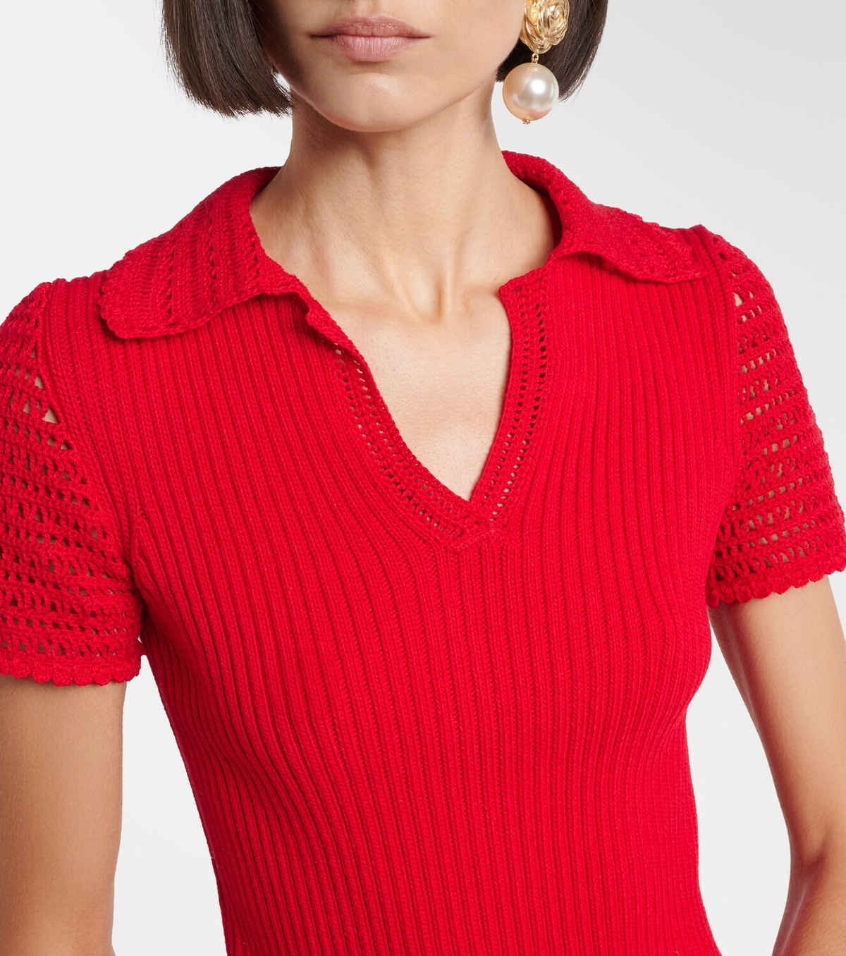 Magda Butrym Crochet-trimmed cotton polo shirt