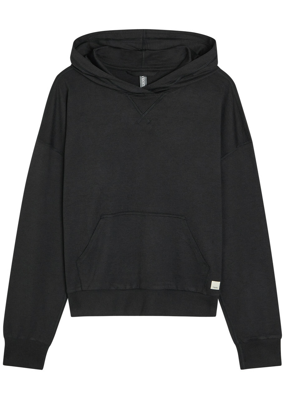 Vuori Halo Modern Hooded Stretch-jersey Sweatshirt Black