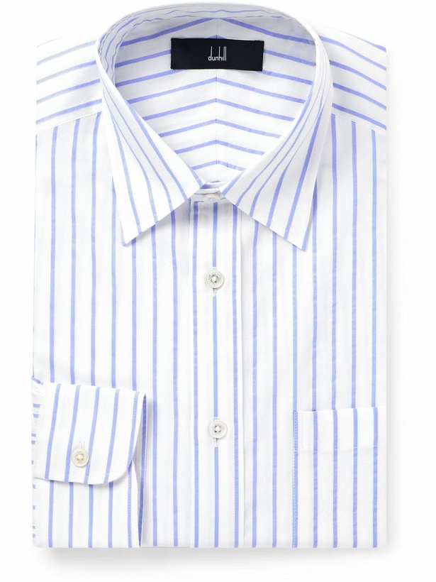 Photo: Dunhill - Striped Textured-Cotton Shirt - Blue