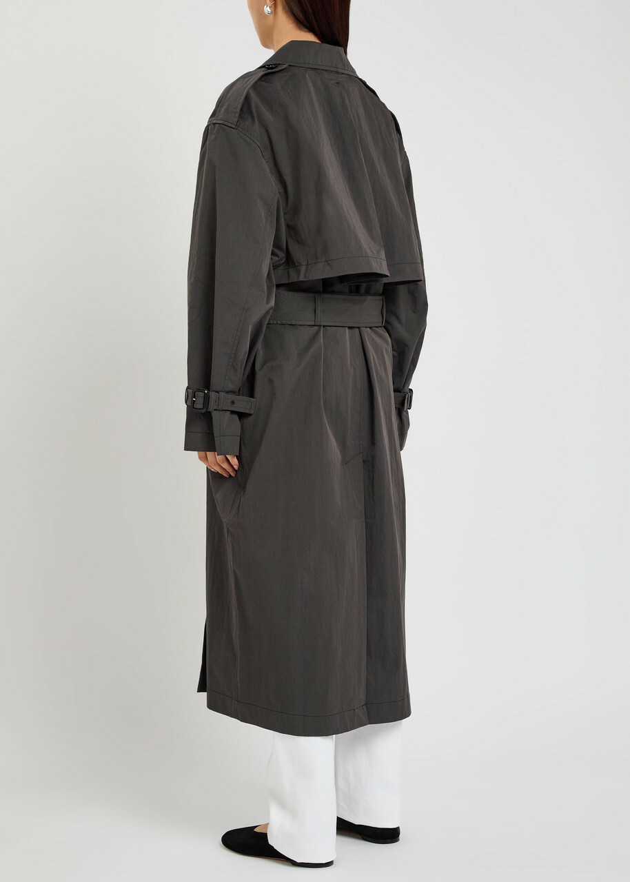Toteme Double-breasted Belted Cotton-blend Poplin Trench Coat Black