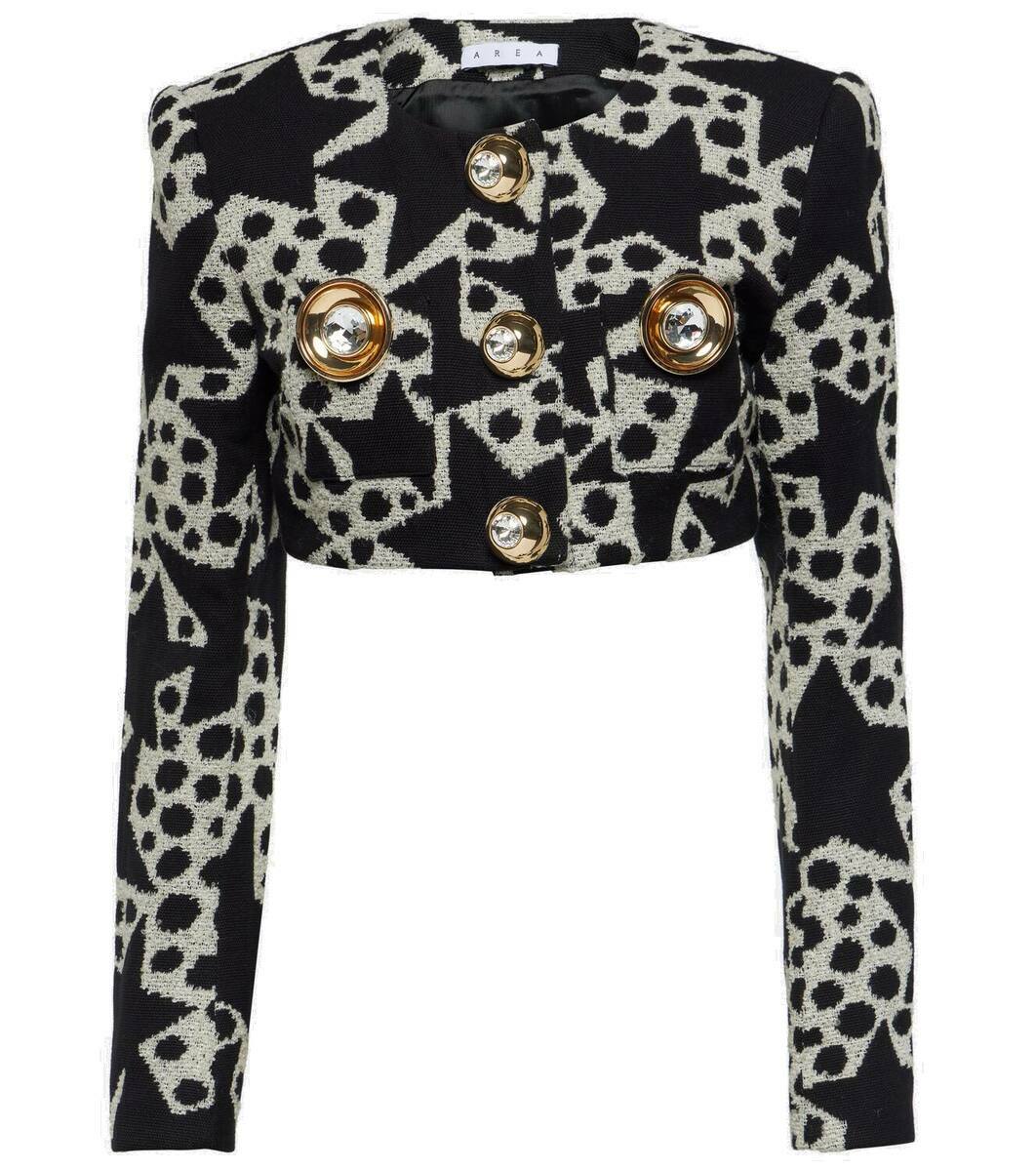 AREA HEART-ACCENTED PLAID WOOL CUT-OUT BLAZER main image 1