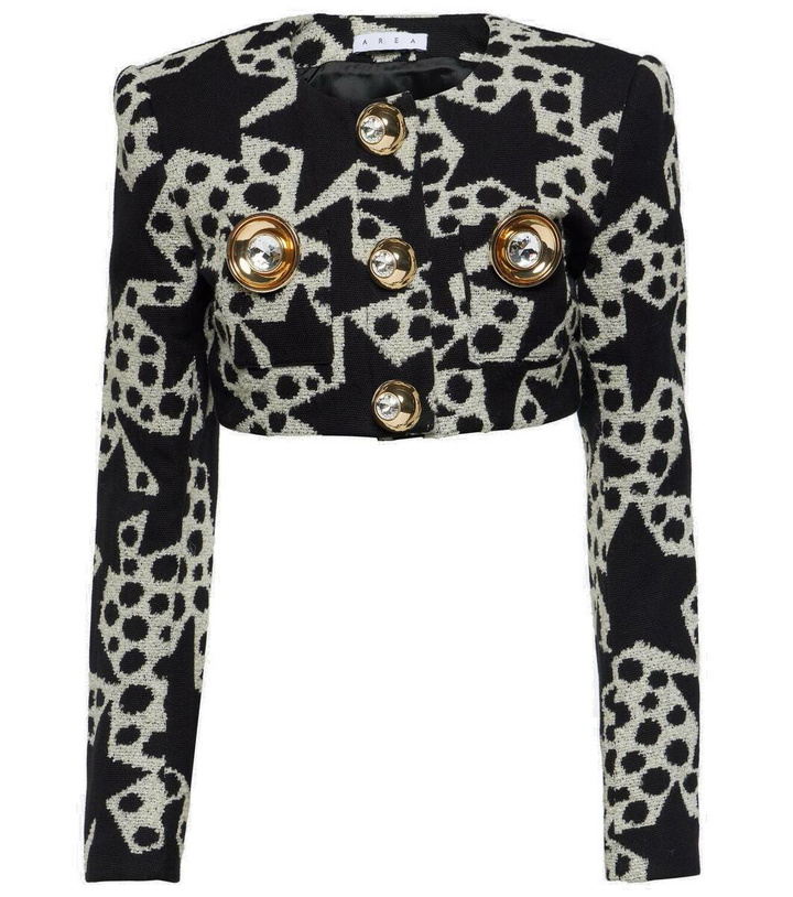 Photo: Area Embellished cropped jacquard blazer