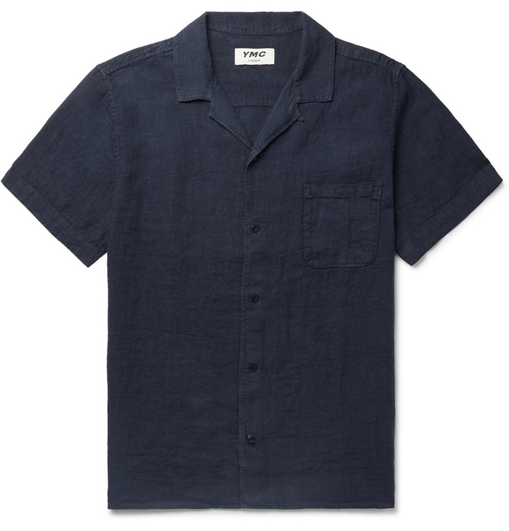 Photo: YMC - Malick Camp-Collar Linen Shirt - Blue