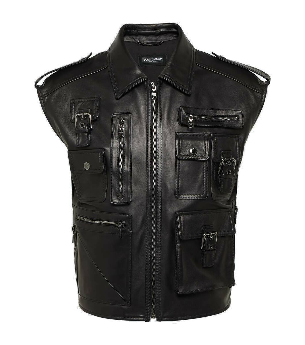 Dolce&Gabbana Pocket-detail sleeveless leather jacket Dolce