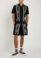 Amiri Striped Embellished Wool-blend Shorts Black