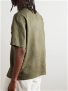 DOPPIAA - Shawl-Collar Linen Shirt - Green