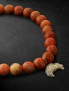 Sydney Evan - Croissant Gold, Coral and Diamond Beaded Bracelet