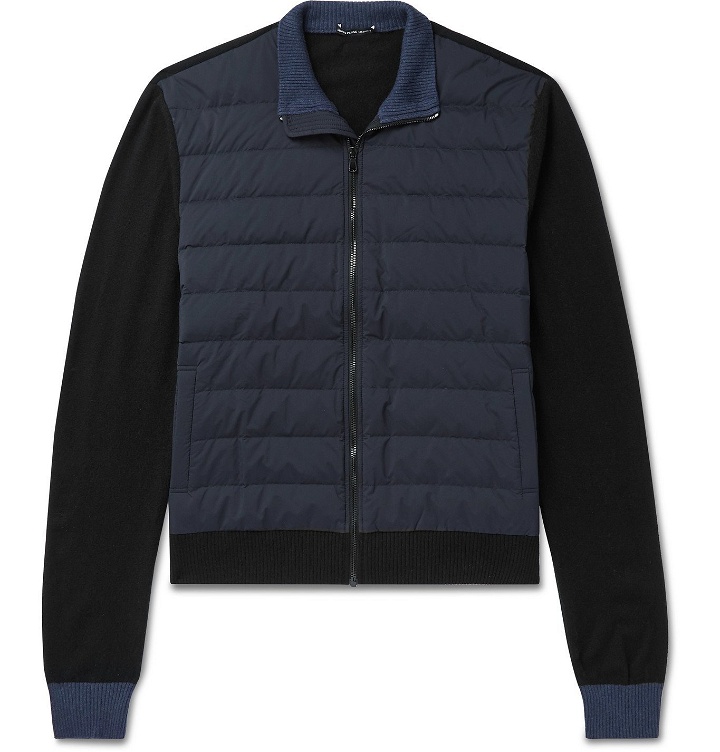Photo: James Perse - Panelled Quilted Nylon and Wool-Blend Down Jacket - Blue