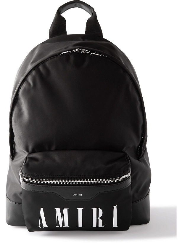 Photo: AMIRI - Leather-Trimmed Logo-Print Nylon Backpack