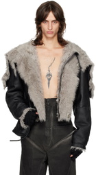 Rick Owens Black Porterville Cropped Alice Shearling Parka