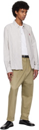 AMI Paris Khaki Cotton Carrot Oversized Trousers
