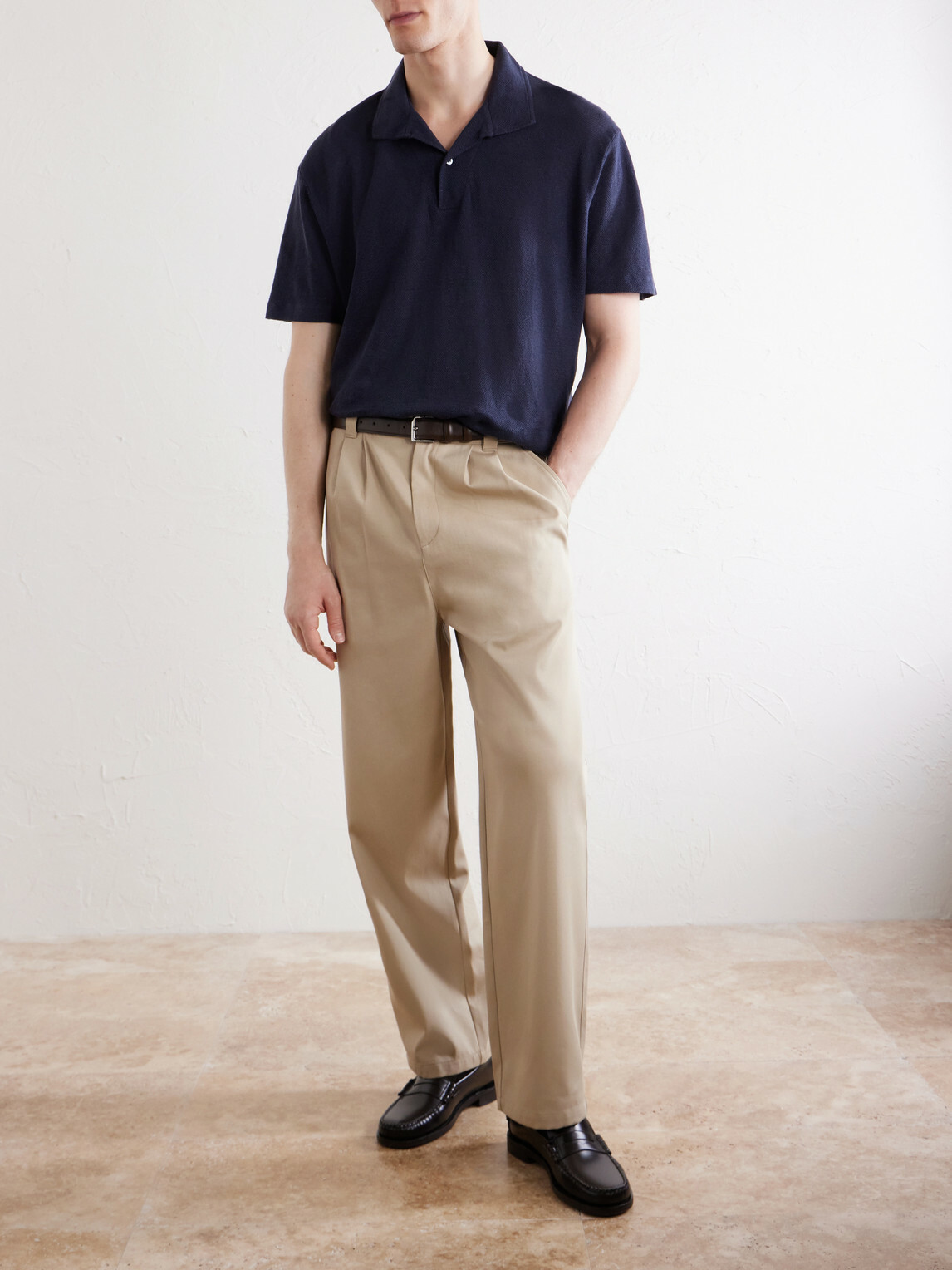 Sunspel - Linen-Piqué Polo Shirt - Blue