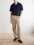 Sunspel - Linen-Piqué Polo Shirt - Blue