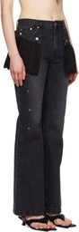 Andersson Bell Black Flower Lace Attached Bootcut Jeans