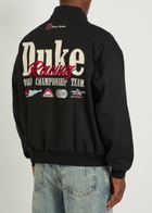 Duke And Dexter Racing Patchwork Appliqués Cotton Varsity Jacket Black