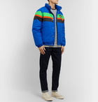 Polo Ralph Lauren - Slim-Fit Grosgrain-Trimmed Striped Shell Hooded Down Bomber Jacket - Blue