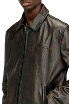 Diesel Coach jacket in treated leather - Leather jackets Mens in Brown