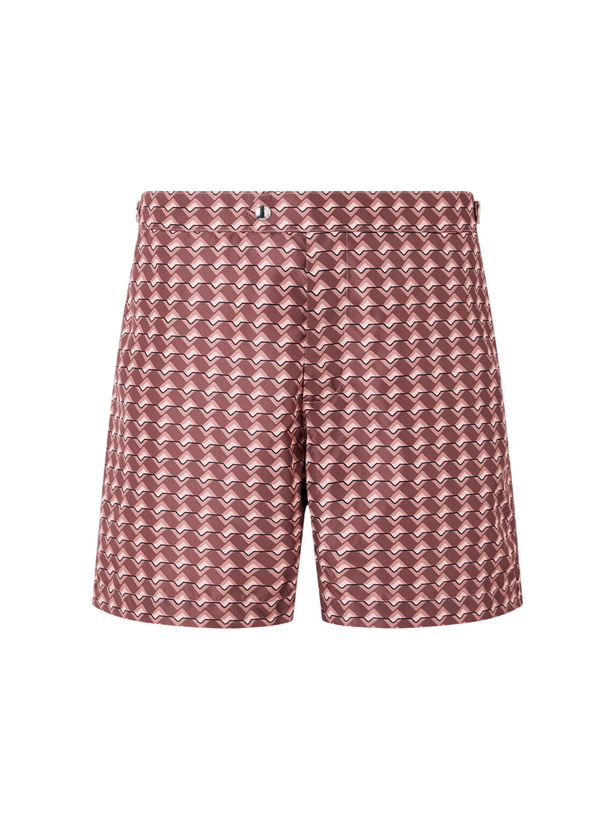 Photo: Mr P. - Wiggle Geo Straight-Leg Mid-Length Printed Swim Shorts - Pink