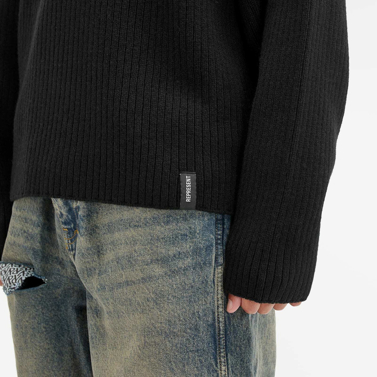 Represent Men's Textured Knit Polo in Jet Black