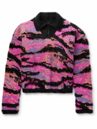 ERL - Metallic Jacquard-Knit Half-Zip Sweater - Pink