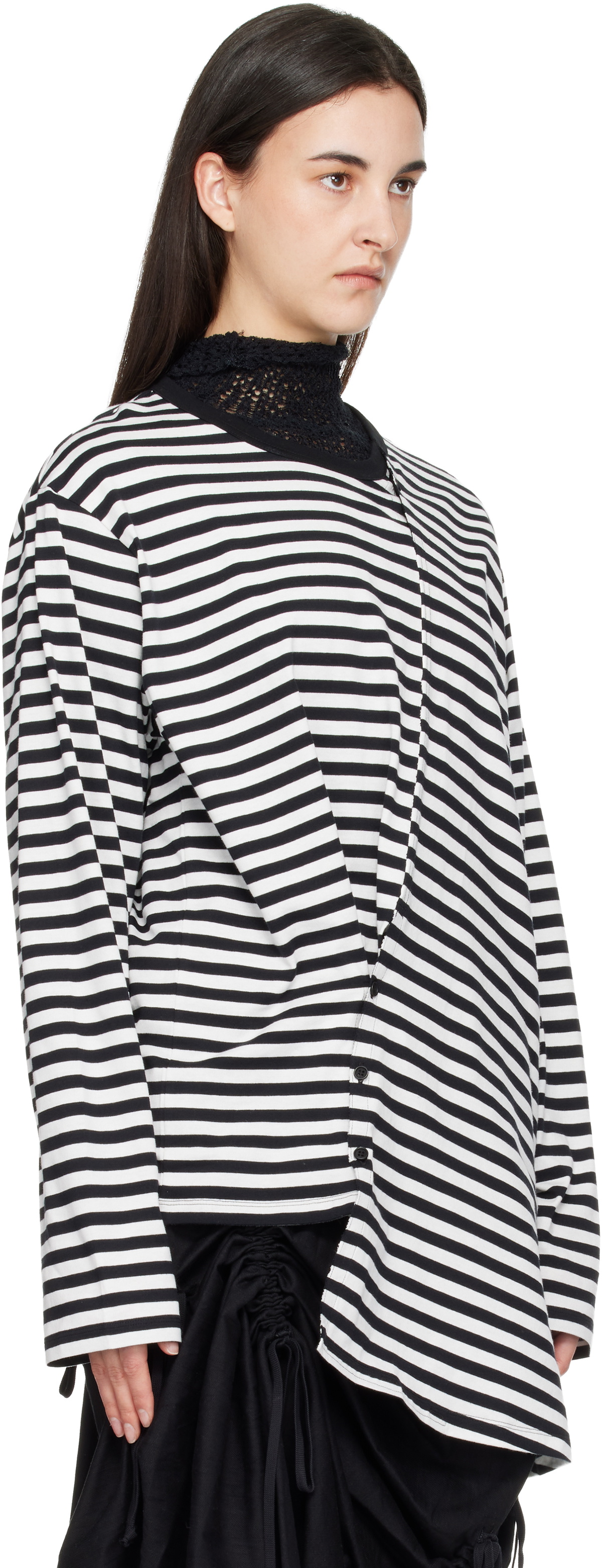 YOHJI YAMAMOTO Black & White Paneled Long Sleeve T-shirt
