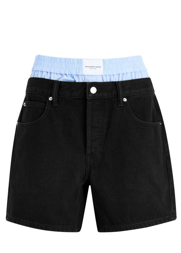 Photo: Alexanderwang.t Boxer-effect Denim Shorts Black