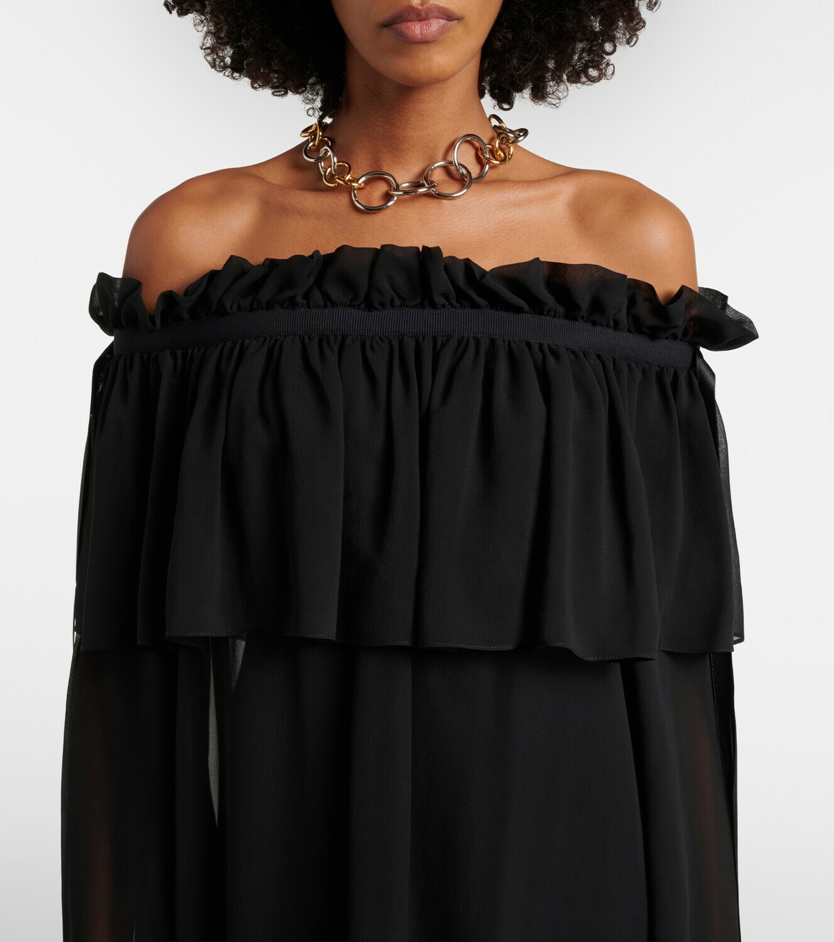 Nina Ricci Gathered sheer silk maxi dress