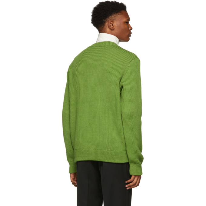 Namacheko Green Wool Ribbed Crewneck Sweater Namacheko