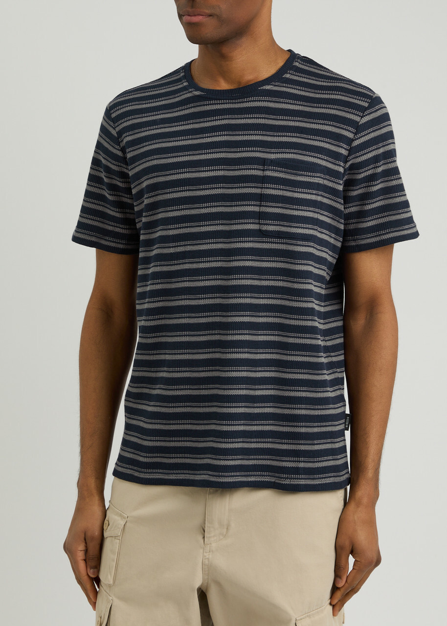 Oliver Spencer Oli's Striped Waffle-knit T-shirt Navy