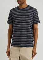 Oliver Spencer Oli's Striped Waffle-knit T-shirt Navy