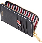 Thom Browne - Grosgrain-Trimmed Pebble-Grain Leather Zip-Around Wallet - Men - Midnight blue