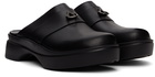 Solid Homme Black Leather Clog Slippers