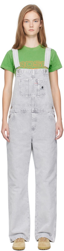 Photo: Carhartt Work In Progress Gray Bib Straight Overalls
