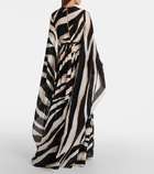 Elie Saab Caped zebra-print silk gown