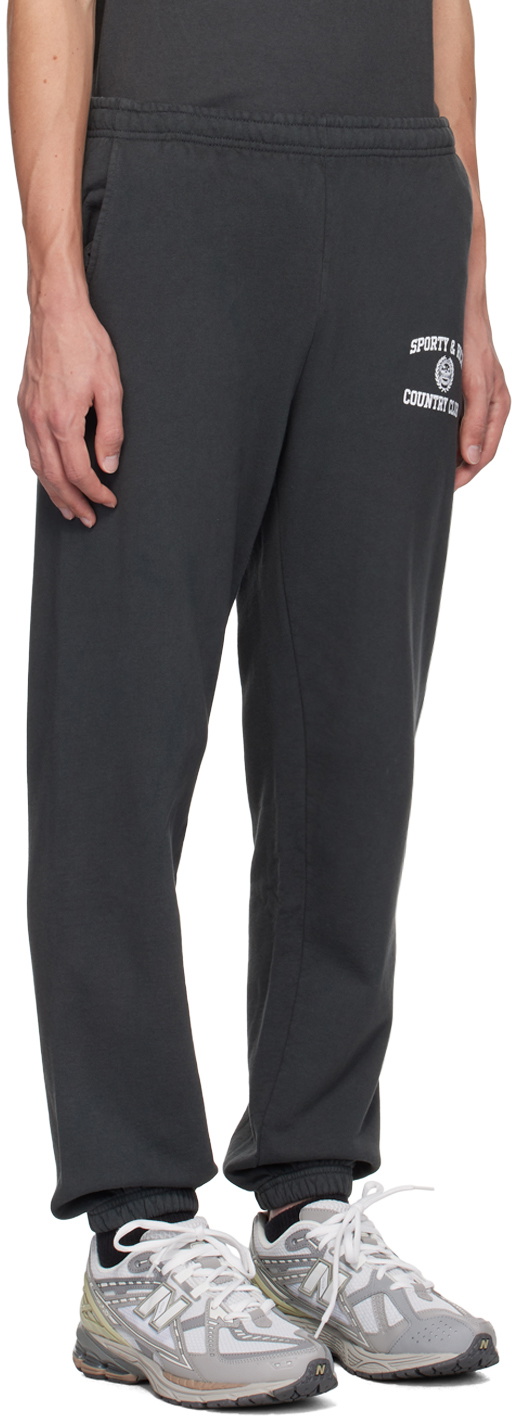 Sporty & Rich Black Varsity Crest Sweatpants