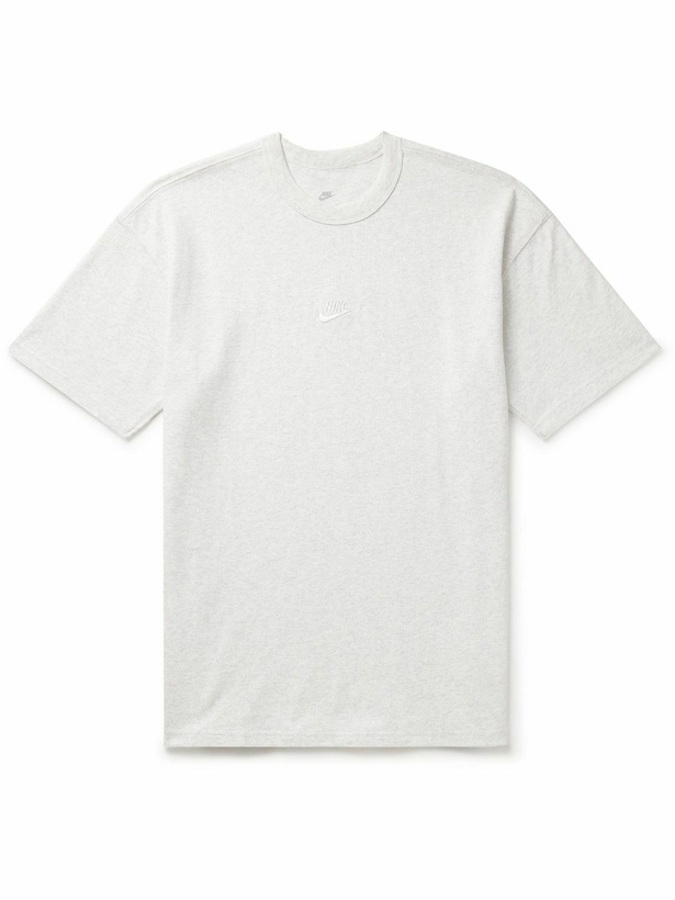 Photo: Nike - Premium Essentials Logo-Embroidered Cotton-Jersey T-Shirt - Gray