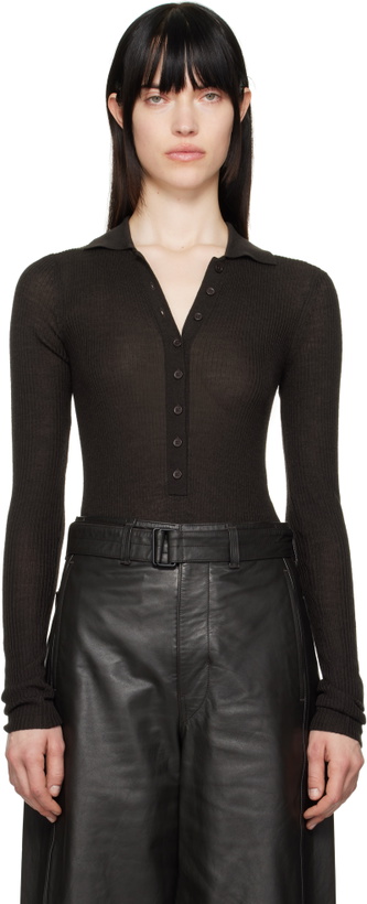 Photo: The Frankie Shop Brown Solana Polo Bodysuit