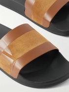 Frescobol Carioca - Humberto Debossed Leather and Suede Slides - Brown