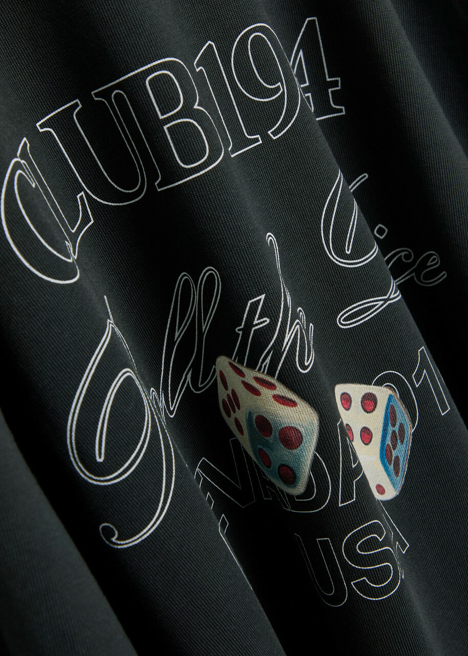 Club 1984 Roll The Dice Printed Cotton T-shirt Black
