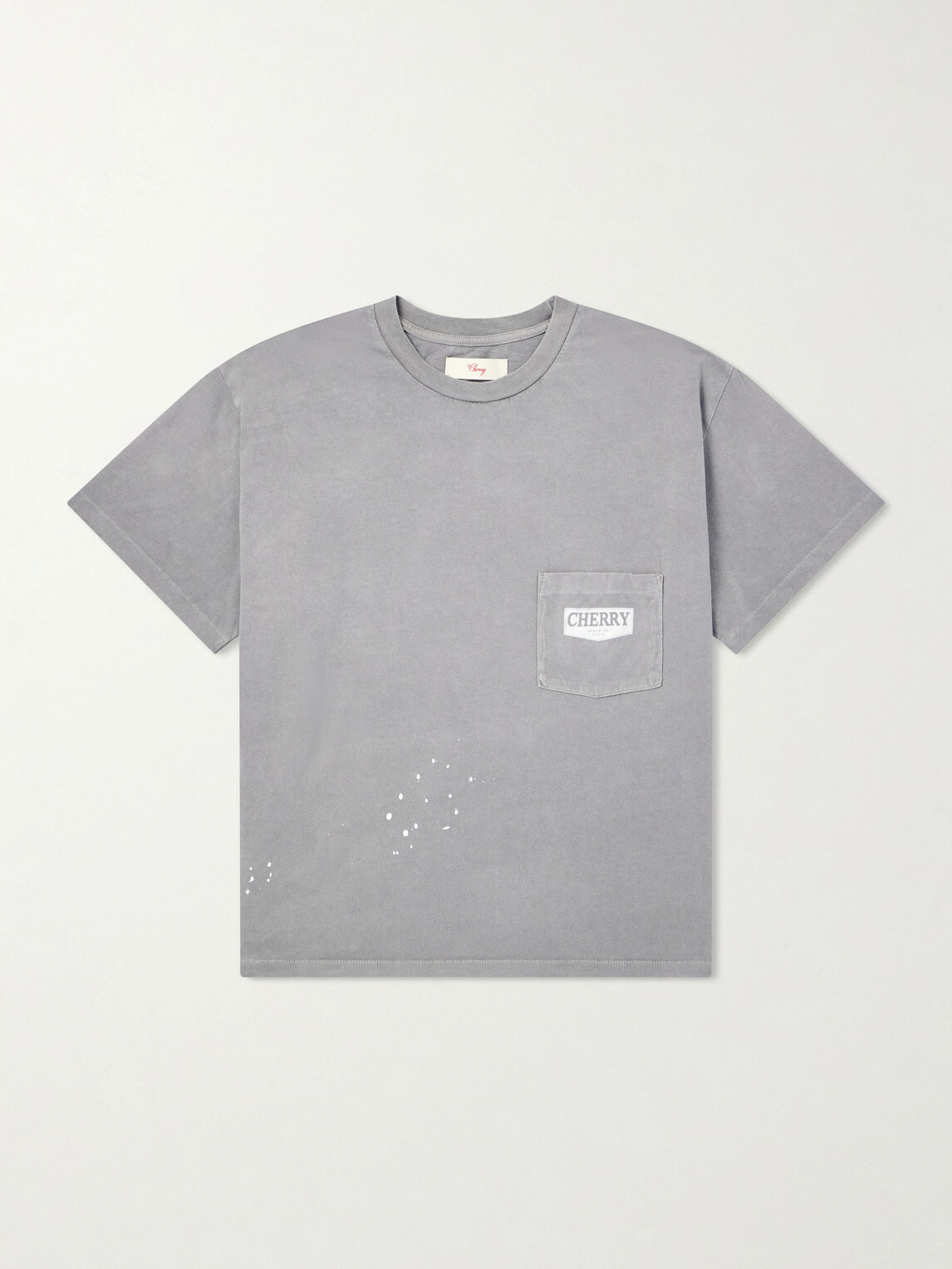Cherry Los Angeles - Logo-Print Paint-Splattered Cotton-Jersey T-Shirt - Gray