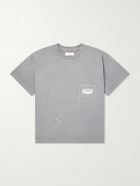 Cherry Los Angeles - Logo-Print Paint-Splattered Cotton-Jersey T-Shirt - Gray