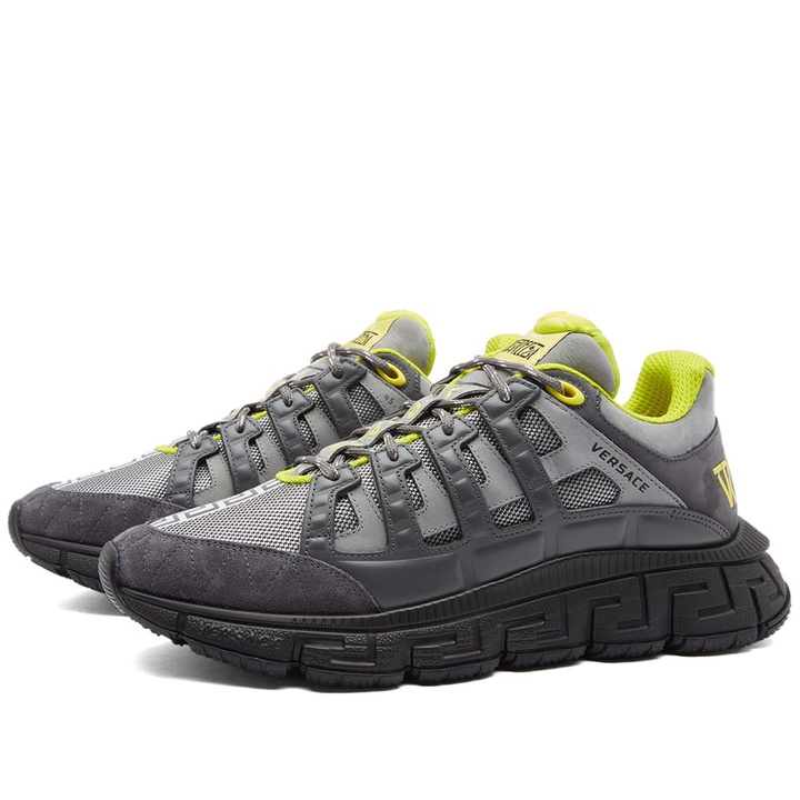 Photo: Versace Men's Trigreca Sneakers in Grey/Yellow