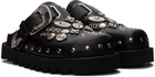 Toga Pulla Black Eyelet Metal Sabot Slippers