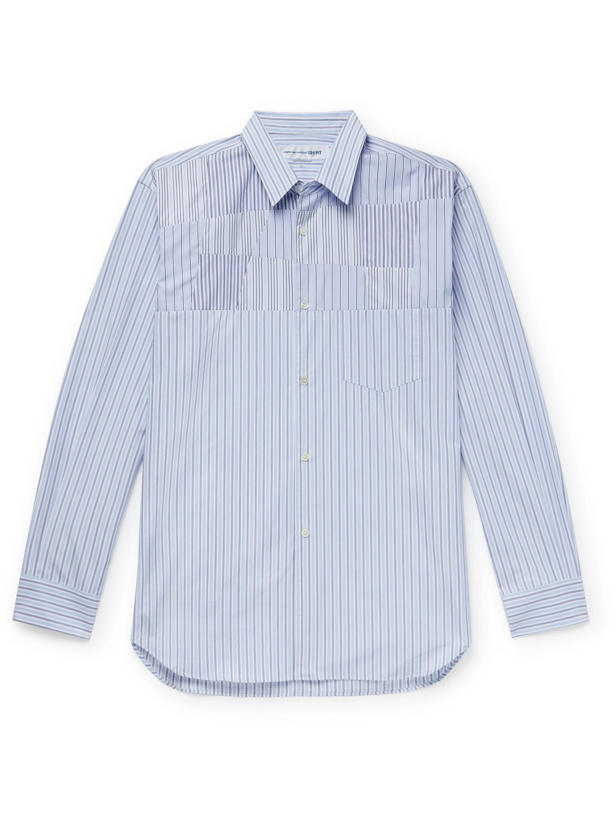 Photo: Comme des Garçons SHIRT - Patchwork Striped Cotton-Poplin Shirt - Blue - S