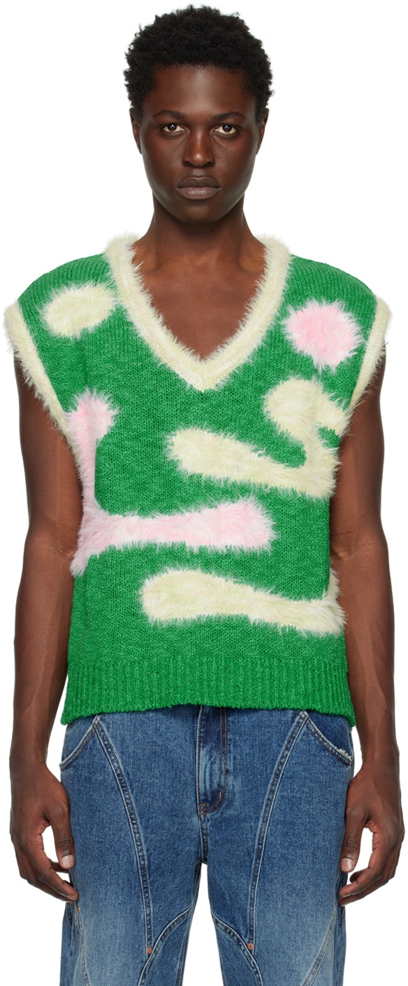 Photo: Andersson Bell SSENSE Exclusive Green Hairy Wave Vest