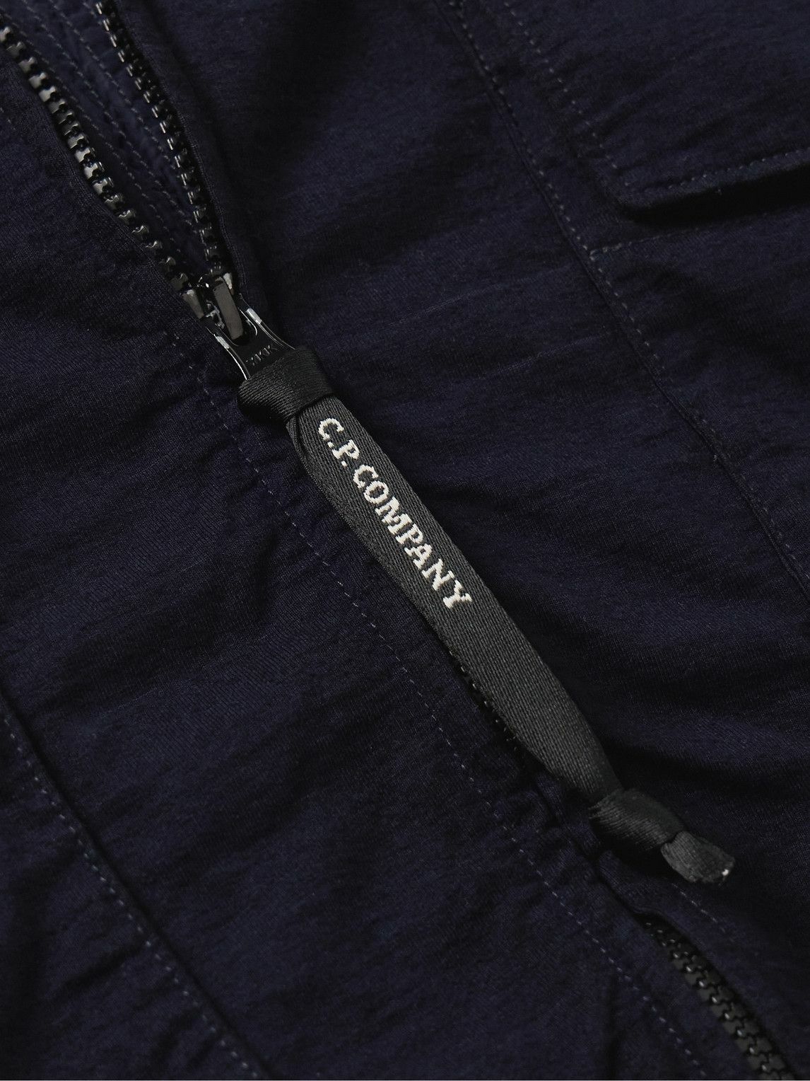 C.P. Company - Explorer Goggle-Appliquéd Jersey and Coated-Shell Hooded Jacket - Blue
