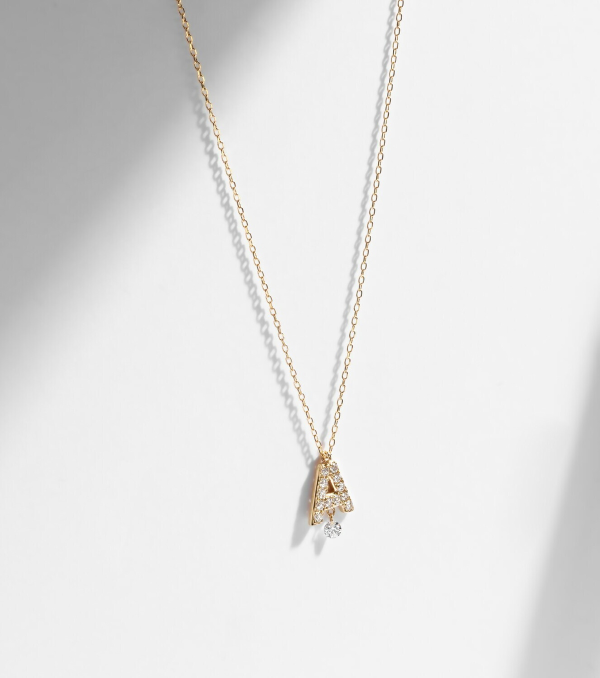 Persée Alphabet A 18kt gold necklace with diamonds