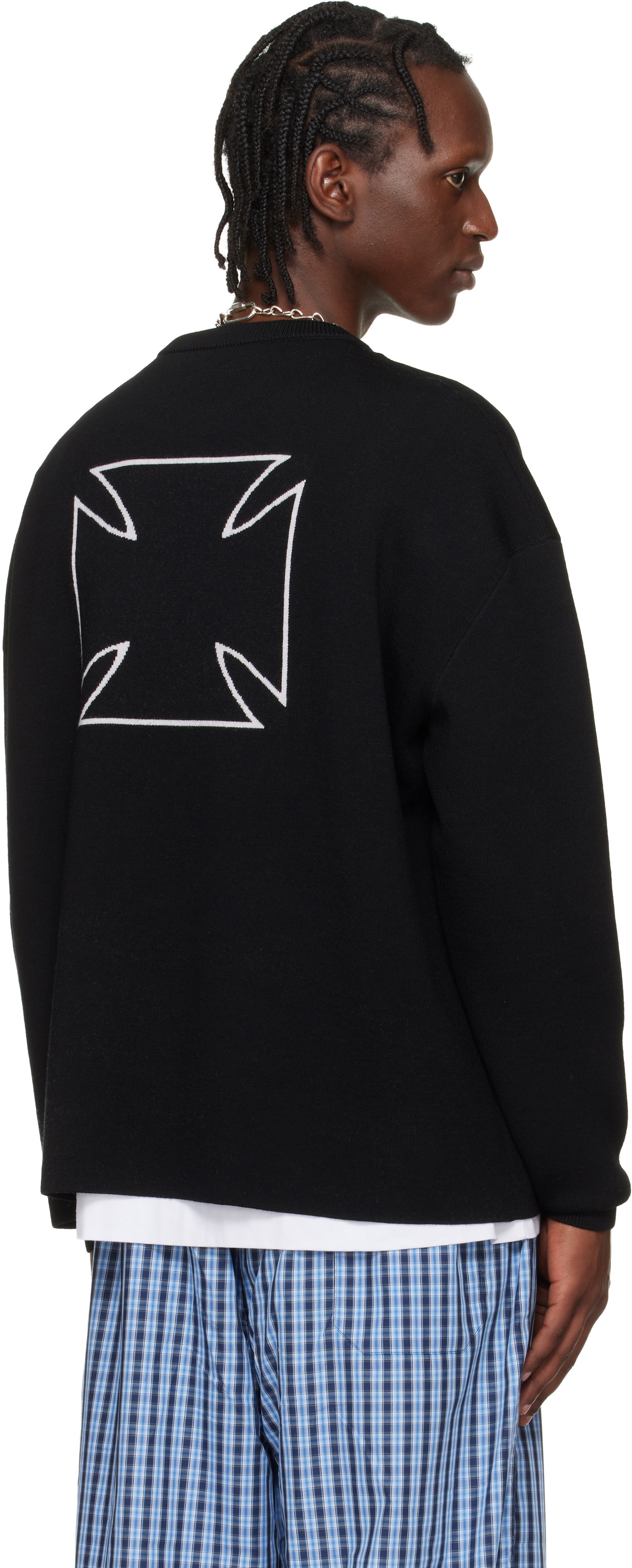 VETEMENTS Black Double Biker Cross Logo Sweater
